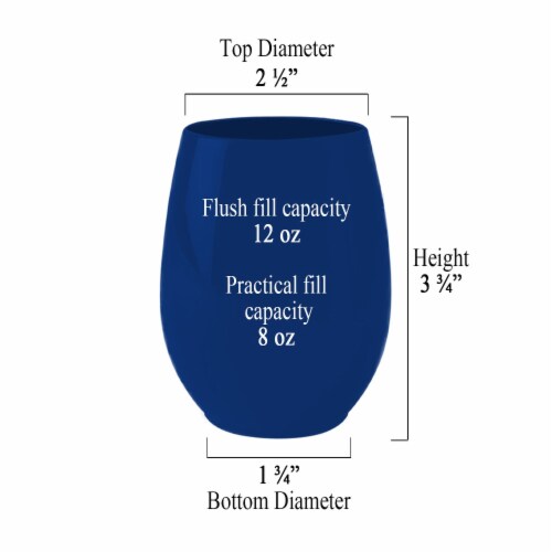 12 oz. Solid Navy Elegant Stemless Plastic Wine Glasses (64 Glasses) Perspective: back