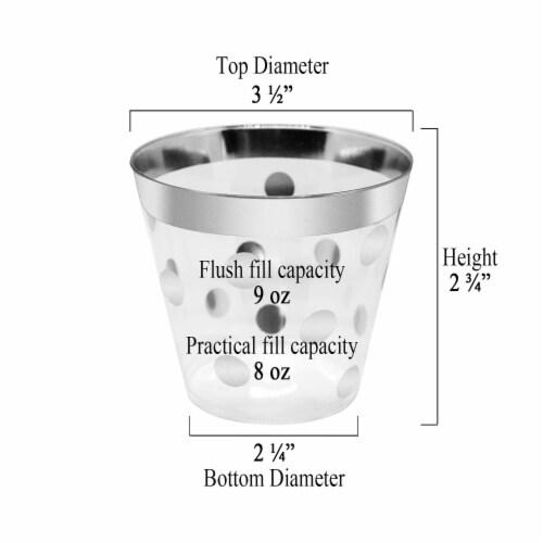 9 oz. Clear with Silver Dots Round Disposable Plastic Party Cups (240 Cups) Perspective: back