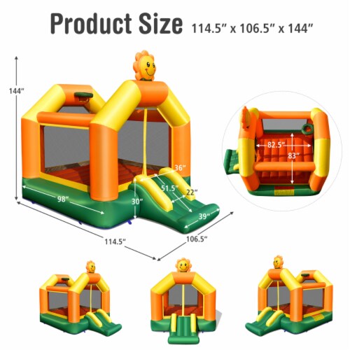 Inflatable Bounce Castle Jumping House Kids Playhouse w/ Slide & 735W Blower Perspective: back