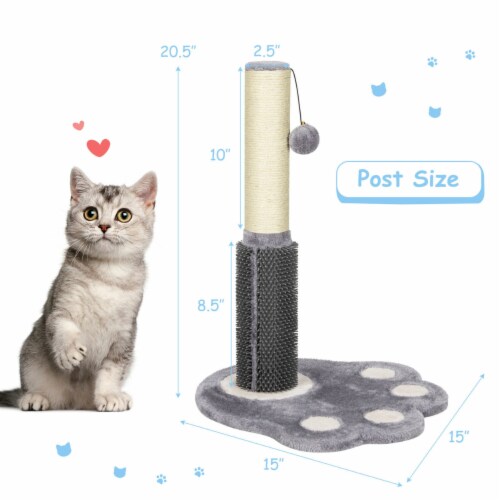 Gymax 20.5'' Tall Cat Scratching Post Claw Scratcher w/ Sisal Rope & Plush Ball Perspective: back