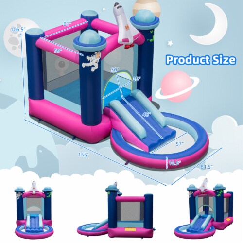 Gymax Inflatable Spacethemed Bounce House Kids 3in1 Bounce Castle w/ 480W Blower, 1 unit