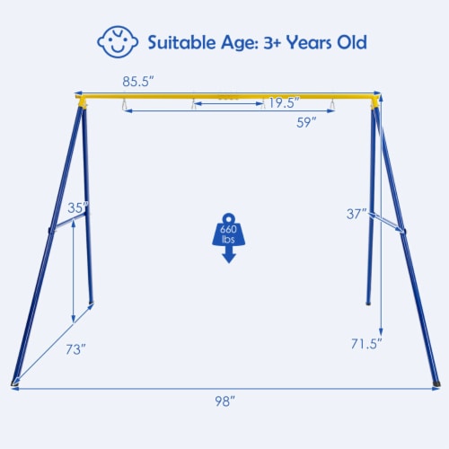660 LBS HeavyDuty Metal Swing Frame Extra Large Swing Stand for Kids