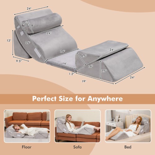 6PCS Orthopedic Bed Wedge Pillow Set Post Surgery Memory Foam for