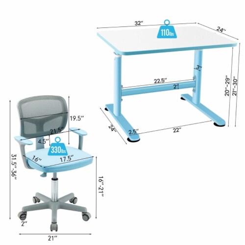 Gymax Kids Desk Chair Adjustable Height Children Study Chair w/Auto - Blue