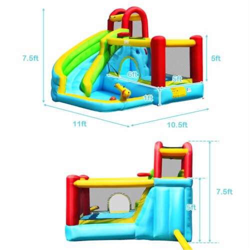 Inflatable Kids Water Slide Jumper Bounce House Splash Water Pool W/ 480W Blower Perspective: back