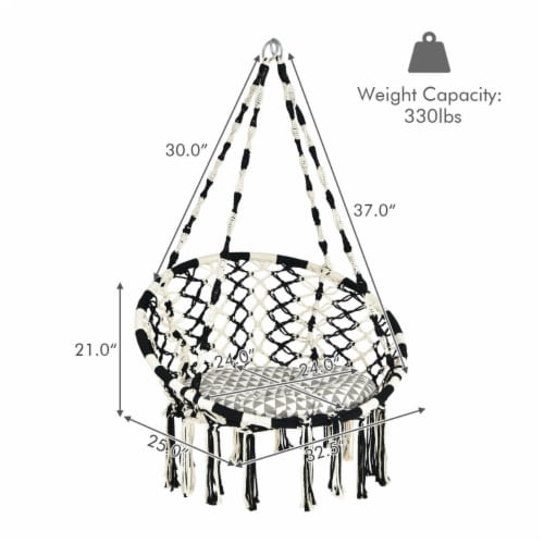 Hanging Hammock Chair with Cushion Macrame Swing Cotton Rope Indoor Outdoor Perspective: back
