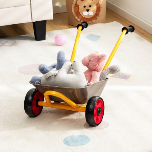Gymax Kids Wheelbarrow Outdoor Children Metal Toy w/ NonSlip Handle, 1