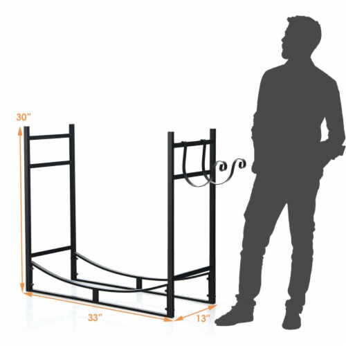 33'' Firewood Rack W/ Removable Kindling Holder Steel Fireplace Wood Perspective: back