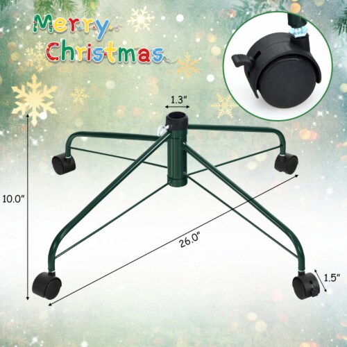 Gymax Rolling Folding Christmas Tree Stand Metal Tree Stand Fits for