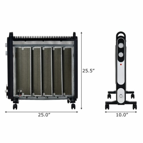 1500W Mica Heater Portable Electric Space Heater w/ Overheat Protection Perspective: back