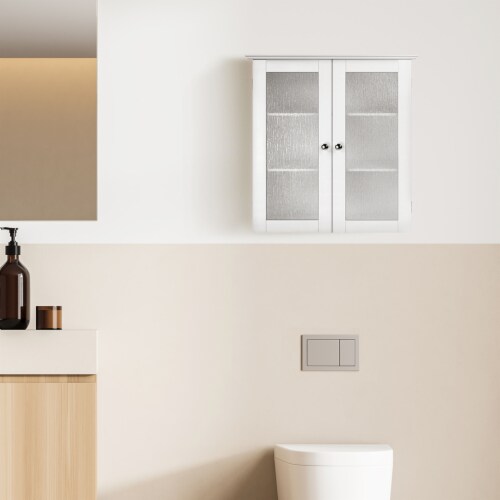 Teamson Home Bathroom Wall Storage Cabinet Space Saver w/ 3 Shelves White Perspective: back