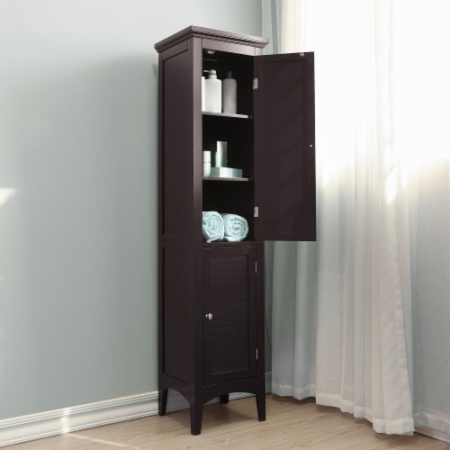 Elegant Home Fashions Wooden Bathroom Cabinet Standing Tall Unit Brown ELG-598 Perspective: back