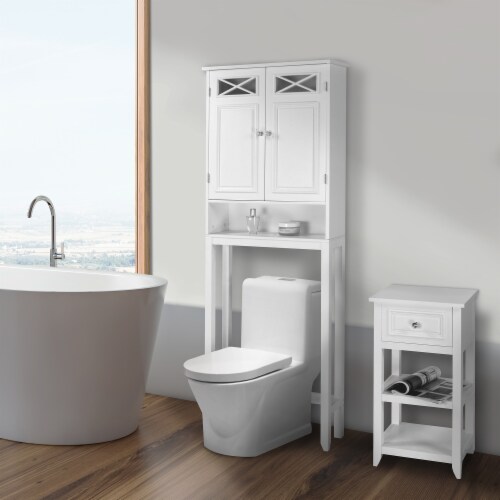 White Wood 2 -Tier Toilet Bathroom Spacesaver Storage Shelf