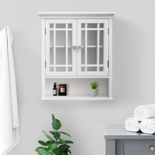 Elegant Home Fashions Wooden Bathroom Wall Storage Cabinet Space Saver Organizer, White Perspective: back