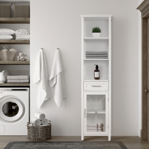 Elegant Home Fashions Wooden Bathroom Linen Cabinet Functional