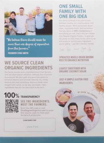 One Degree Organic Foods Sprouted Brown Rice Crisps Cereal Perspective: back