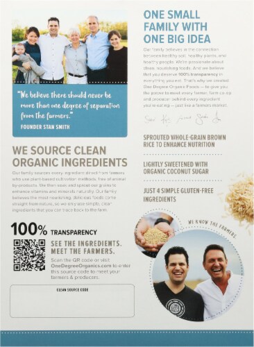 One Degree Organic Foods Gluten Free Sprouted Brown Rice Crisps Cereal Perspective: back