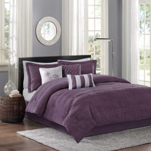 Madison Park Hampton 7 Piece Comforter Set, Plum - Queen Perspective: back