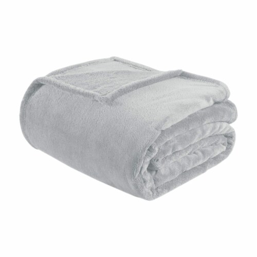 Intelligent Design Microlight Plush Oversized Blanket, Full/ Queen, Grey Perspective: back