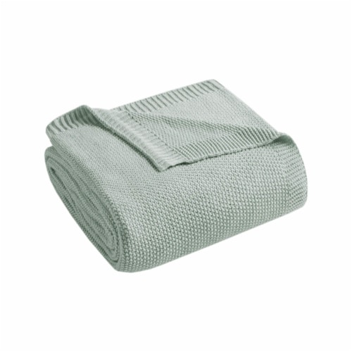 Knit Blanket Aqua/Full/Queen Perspective: back