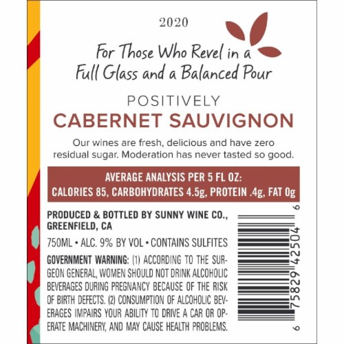 Sunny with a Chance of Flowers Cabernet Sauvignon California Red Wine Perspective: back