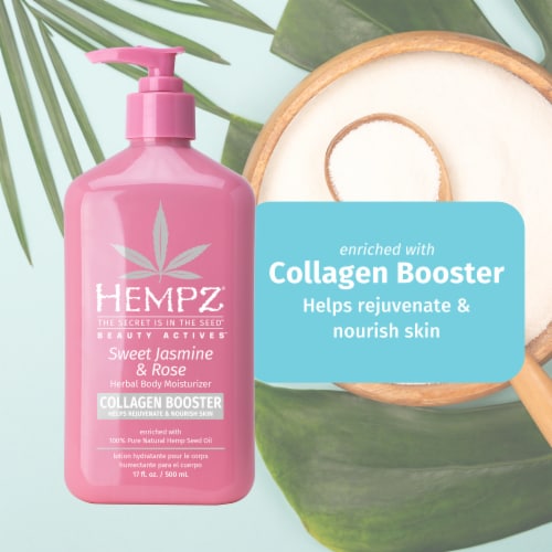 Hempz Beauty Actives Sweet Jasmine & Rose Herbal Body Moisturizer with Collagen Booster Perspective: back