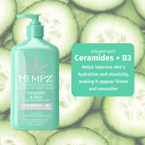 Hempz Beauty Actives Cucumber & Aloe Herbal Body Moisturizer with Ceramides + B3 Perspective: back
