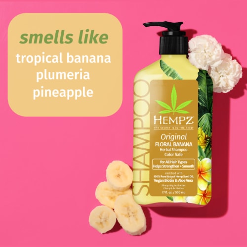 Hempz Original Floral Banana Herbal Shampoo with Vegan Biotin & Aloe Vera for All Hair Types Perspective: back