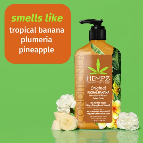Hempz Original Floral Banana Herbal Conditioner with Vegan Biotin & Aloe Vera for All Hair Types Perspective: back