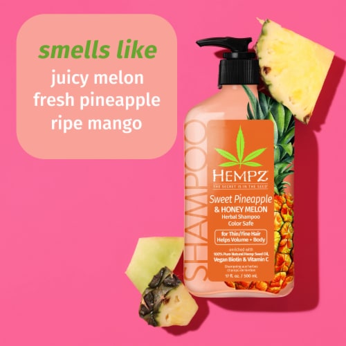 Hempz Sweet Pineapple & Honey Melon Herbal Shampoo with Vegan Biotin & Vitamin C for Thin/Fine Hair Perspective: back
