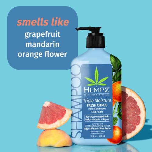 Hempz Triple Moisture Fresh Citrus Herbal Shampoo with Vegan Biotin & Shea Butter Perspective: back