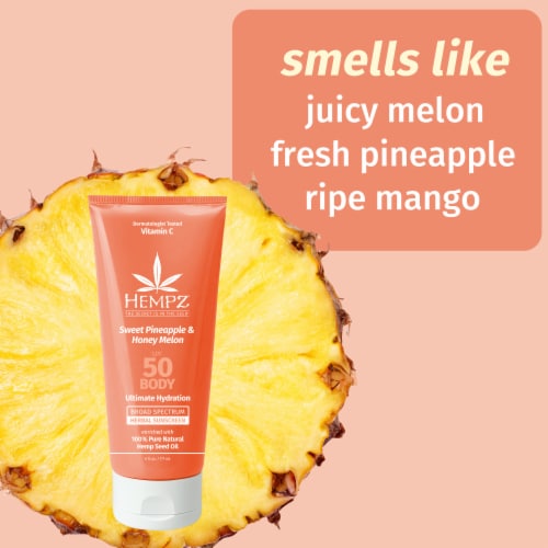 Sweet Pineapple & Honey Melon Herbal Body Moisturizing Sunscreen SPF 50 Perspective: back