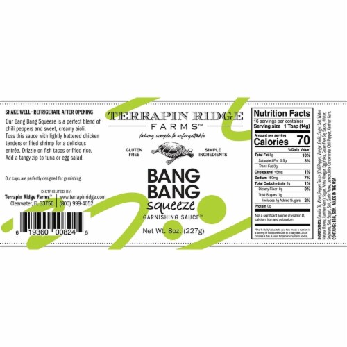 Terrapin Ridge Farms Bang Bang Sauce, Bold & Spicy, 8 Oz Squeeze Bottle Perspective: back