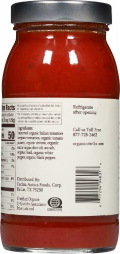Organico Bello® Tomato Basil Pasta Sauce Perspective: back