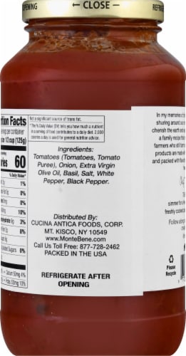 Monte Bene® Tomato Basil Pasta Sauce Perspective: back