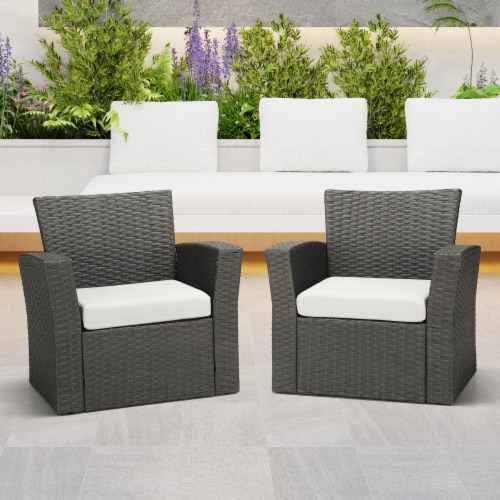 WestinTrends Outdoor Patio Chair Square Cushions Set of 2 20 x 19 White 1 Set Mariano s