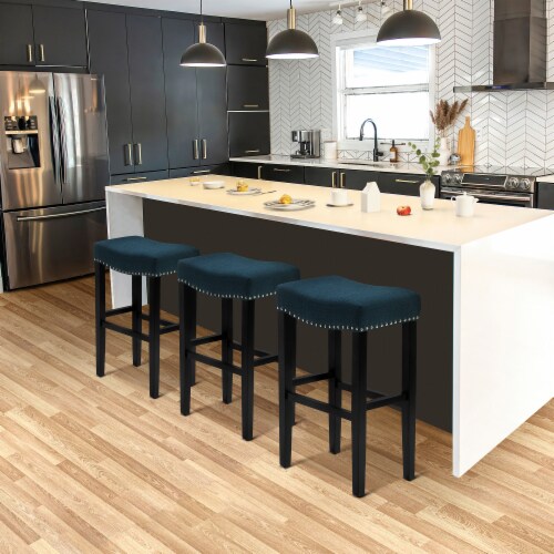 Navy blue bar stools set of 3 sales