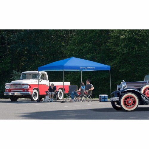 Tommy Bahama Patented Pop Up Canopy EZ Open Tent w/ Roller Bag Blue, 10 x 10' Perspective: back