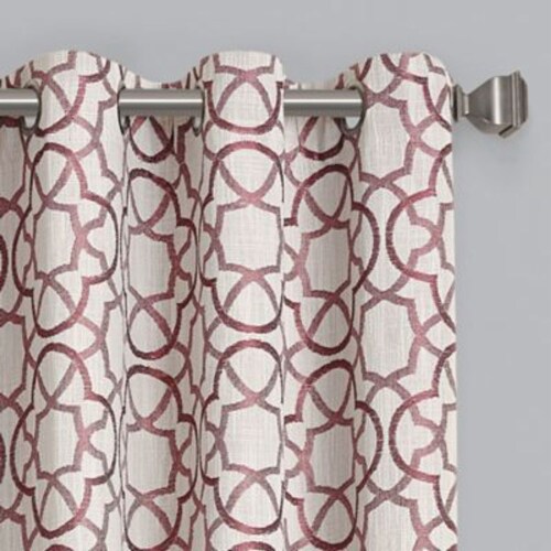 Quinn Geo 95-Inch Grommet 100% Blackout Window Curtain Panel in Red