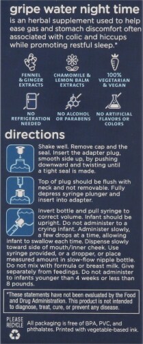 Mommy's Bliss  Gripe Water Liquid Dietary Supplement Nighttime 1 Month+ Perspective: back