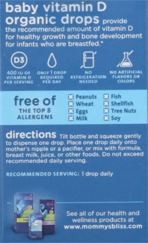 Mommy's Bliss Organic Newborn+ Vitamin D Drops Perspective: back