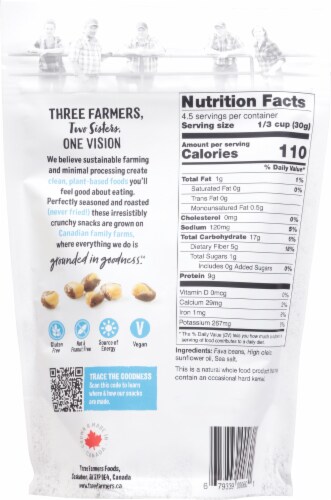 Three Farmers™ Sea Salt Crunchy Roasted Fava Beans Nuts Perspective: back
