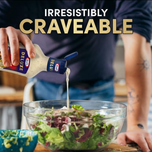 Kraft Deluxe Robust Garlic and Parmesan Salad Dressing (16 oz Bottle) Perspective: back