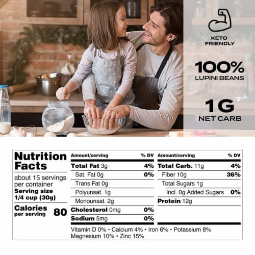 Aviate Lupini Flakes, Keto & Vegan Friendly Superfood, 12 oz (Pack of 1), High Protein & Low Perspective: back