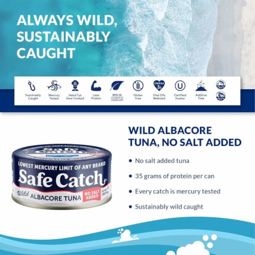 Canned Lowest Mercury Limit Albacore Tuna Fish No Salt Added 5oz Can, 12Pack, 12Pack Smith’s