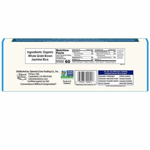 Organic Unsalted Plain Brown Rice Snaps Oven Baked Rice Crackers 3.5 Oz