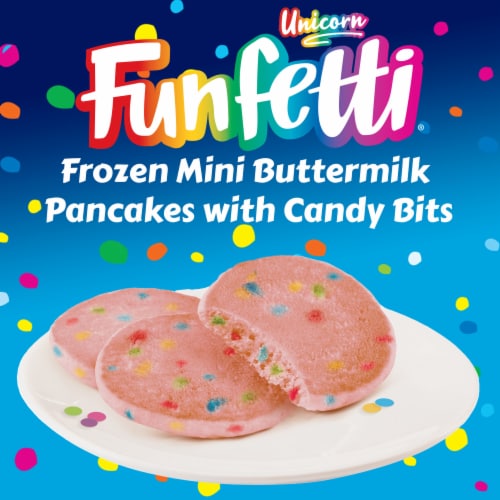 Pillsbury Funfetti Frozen Unicorn Pink Mini Buttermilk Pancakes with Candy Bits, 40 Count Pack Perspective: back