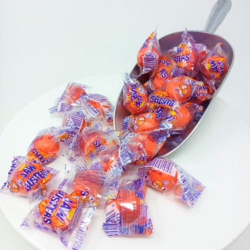 Jawbreakers Orange Color Medium 3/4 inch diameter wrapped jaw breaker 2 pounds Perspective: back