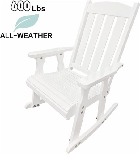 VINGLI Outdoor Wooden Rocking Chair With High Backrest, Solid Fir Wood Outdoor Rocking Chair Heavy Duty 600 Lbs Patio Rockers Indoor Outdoor Garden Yard Pa
