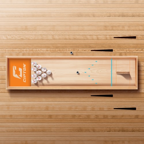 Cipton® Wooden Tabletop Bowling Set Perspective: back